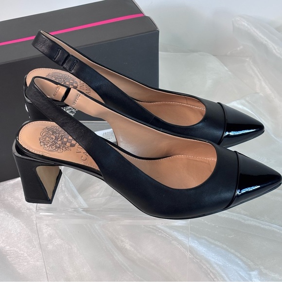 Vince Camuto Women’s Black Hamden Slingback Pointed Cap Toe Pump Size 7.5 - Picture 4 of 9